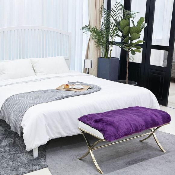 Soft Faux Fur Rug Indoor Fluffy Area Rugs Rectangle Floor Mat 2 x 3ft Purple - Picture 6 of 6